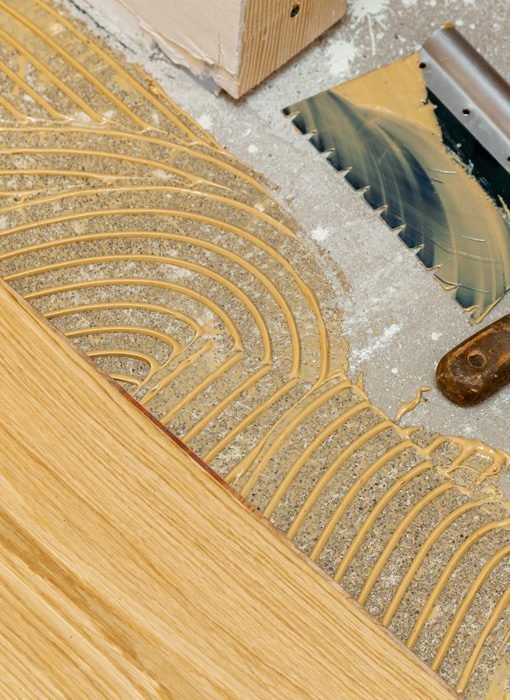 Glue posting on the floor for Wooden flooring purpose